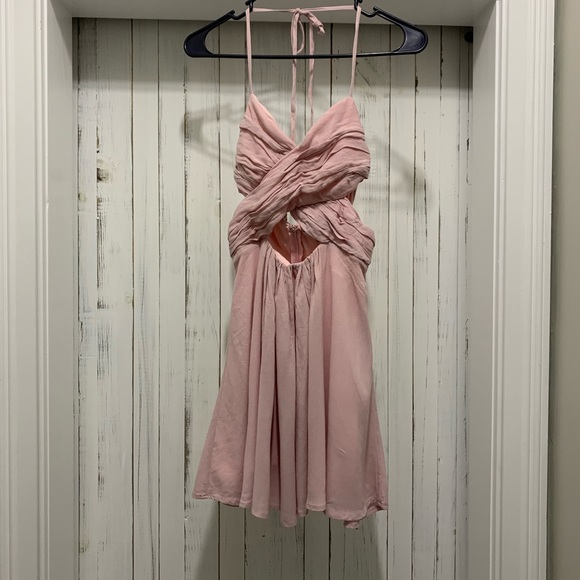 Tobi Dresses & Skirts - NWT Blush Pink Cutout Halter Mini Dress